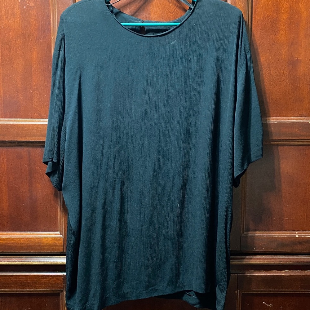 Fitting Image vintage plus size 22W short sleeve black rayon top